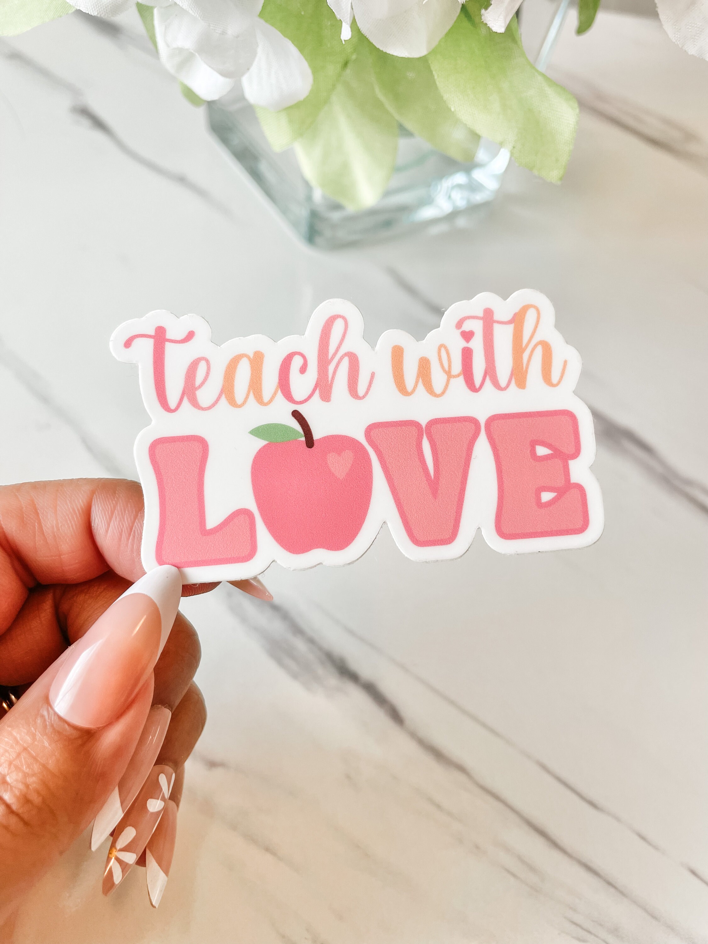 Teach With Love Sticker, Teacher Sticker, Teacher Laptop Sticker