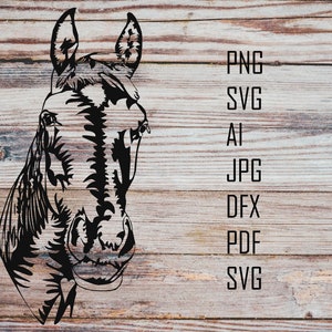 Téléchargement instantané / Cheval svg, Chevaux poney mignon, animal silhouette, Png impression numérique, Visage de cheval, Silhouette, Couper fichier vecteur svg
