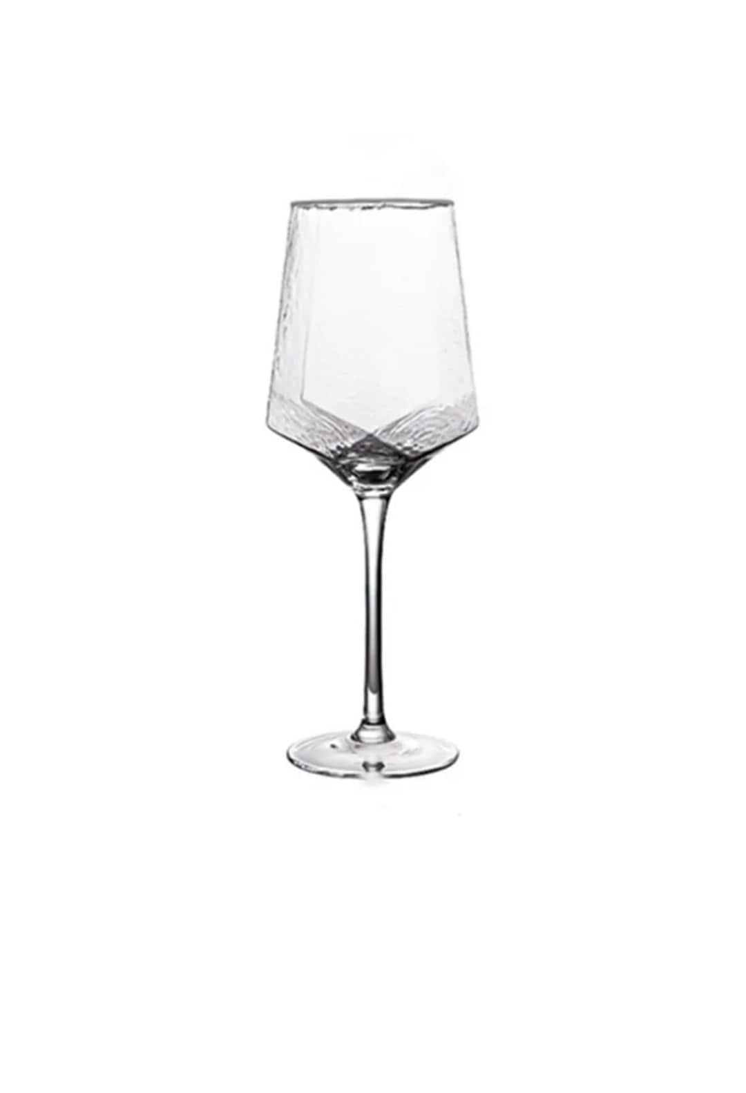 Unique Diamond Cut Wine Glass, Crystal Wine Glasses, Hand Blown Wine Glasses, Wine Glass Set