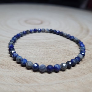 Lapis Lazuli Beaded Bracelet Positive Energy Stones 4 mm Length 17 cm