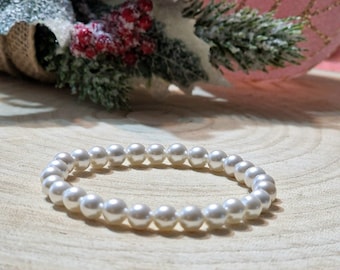 Freshwater Pearl Elastic Bracelet Bridesmaid Gift • Gift for Her