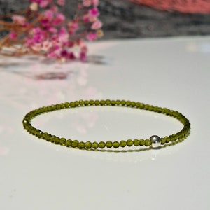 Dainty Peridot Bracelet Positive Energy Stones 2 mm Length 17 cm