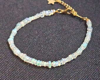 Ethiopian Opal Dainty Bracelet, Beautiful and Simple Opal Bracelet