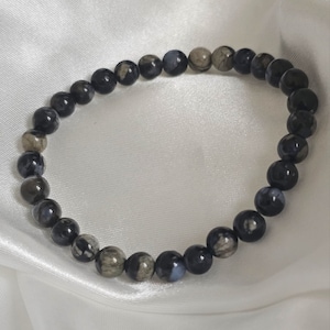 Black Opal Beaded Bracelet Positive Energy Stones 6mm Length 17cm