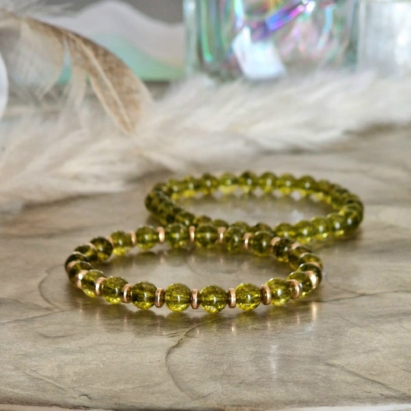 Peridot Perlenarmband, Positive Energie, Steine 6mm, Länge 17cm