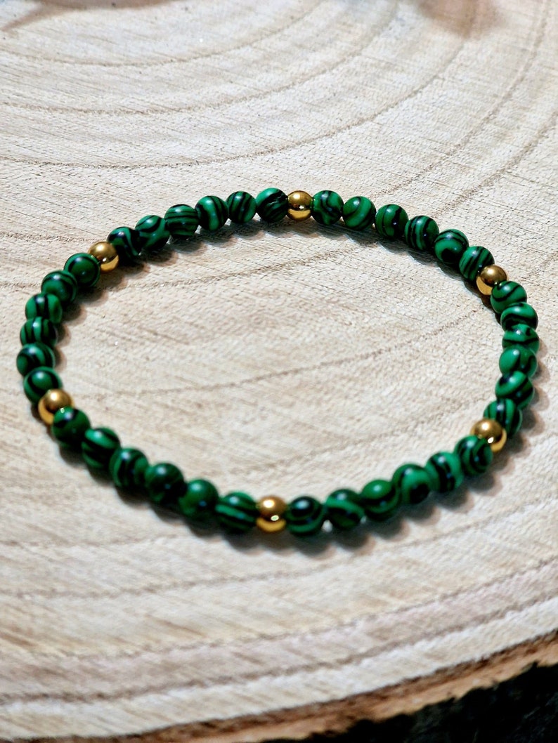 Zierliche Malachit Perlenarmband Armband Positive Energie Steine 4mm Bild 3