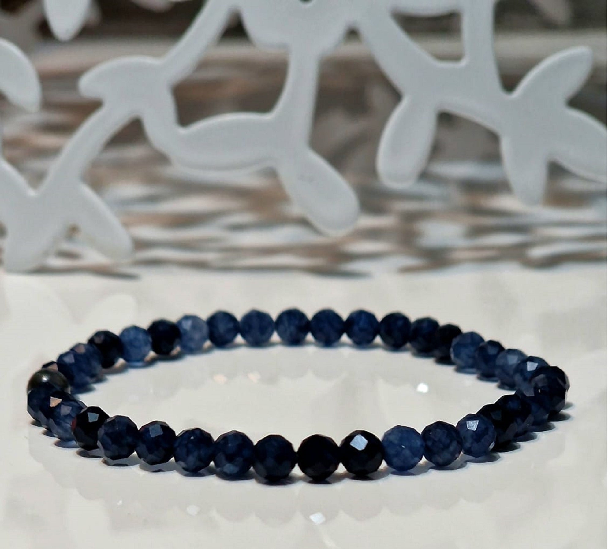 JIJIBA Bracciali Blu Femmina 925 Argento Sterling Blu Scuro Zaffiro Colore Bracciale Gemma per Regalo di Compleanno Ragazza Studentessa