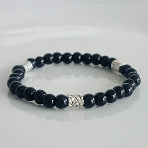 Onyx Bracelet Pearl Bracelet Women Men Black Pearls 6 mm