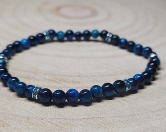 Blue Tiger Eye Beaded Bracelet Bracelet Positive Energy Stones 4 mm Length 17 cm