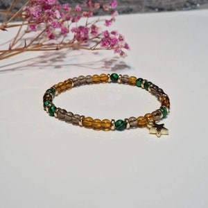 Smoky Quartz, Malachite and Hematite Bead Bracelet, Positive Energy Bracelet