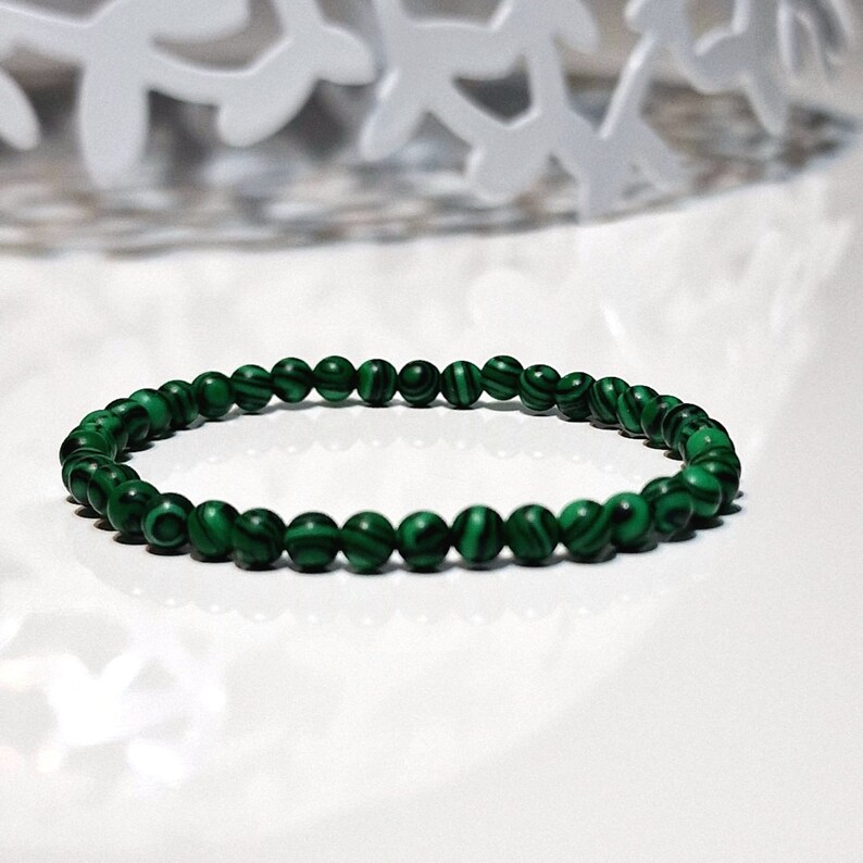 Zierliche Malachit Perlenarmband Armband Positive Energie Steine 4mm Bild 4
