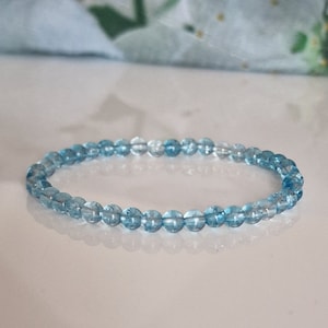 Blue Topaz Bracelet Pearl Bracelet Positive Energy Stones 4 mm Length 17 cm