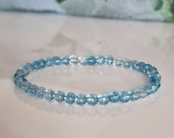 Blue Topaz Bracelet Pearl Bracelet Positive Energy Stones 4 mm Length 17 cm