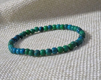 Bracelet en perles de chrysocolle – Pierres coordonnées 10 mm, 19 cm, fait main, équilibre, sérénité et énergie naturelle - France