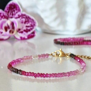 Shaded Ruby Beaded Bracelet with Lobster Clasp Positive Energy