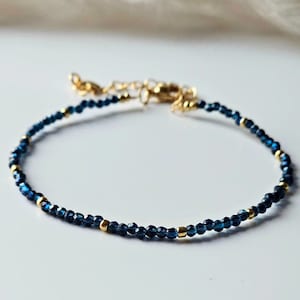 Delicate sapphire pearl bracelet positive energy lobster clasp stones 2 mm