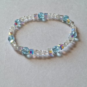 Blue Topaz + Rock Crystal + Swarovski Pearl Bracelet Positive Energy Length 17 cm
