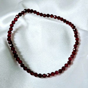 Faceted Brazilian Garnet Bracelet Stretch Positive Energy Stones 3 mm