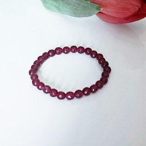 Pulsera de cuentas de rubíes pulsera de piedras de energía positiva 6 mm de longitud 17 cm