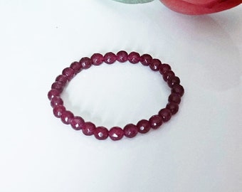 Ruby Pearl Bracelet Positive Energy Stones 6 mm Length 17 cm