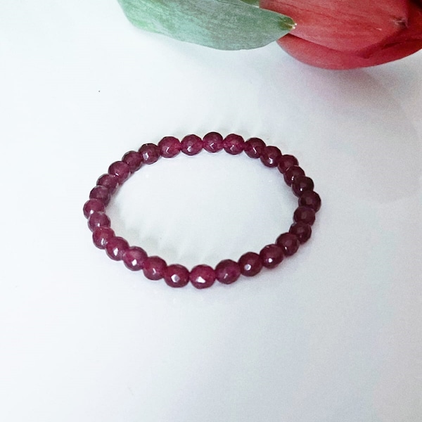 Ruby Pearl Bracelet Positive Energy Stones 6 mm Length 17 cm