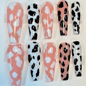 Handmade Cow Print Press On Nail Set