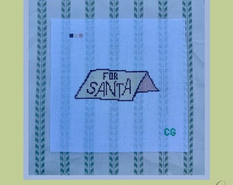 For Santa Letter Needlepoint Canvas | Hand Painted Christmas Needlepoint | 13 or 18 Mesh | Holiday