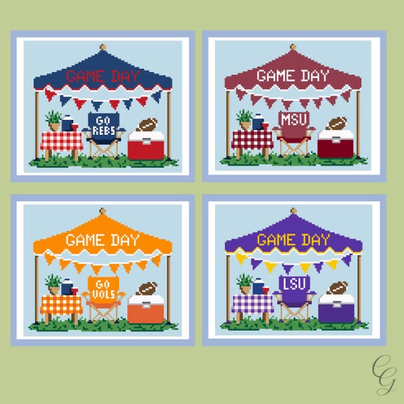 Custom Game Day Tailgate Needlepoint Canvas | Hand Painted 18 Mesh | Football Tailgate Decor | Personalized Team Colors | 8x7