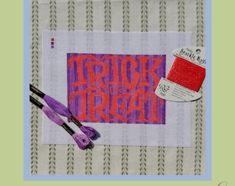 Trick or Treat Needlepoint Canvas | Halloween |  Hand Painted 18 Mesh | 9x7