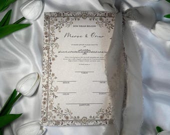 Dini Nikah Belgesi | Certificado de matrimonio islámico | Certificado de boda | Personalizado