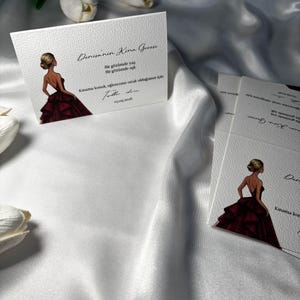 Henna place cards | Customizable hair and dress color | Kina place cards image 3
