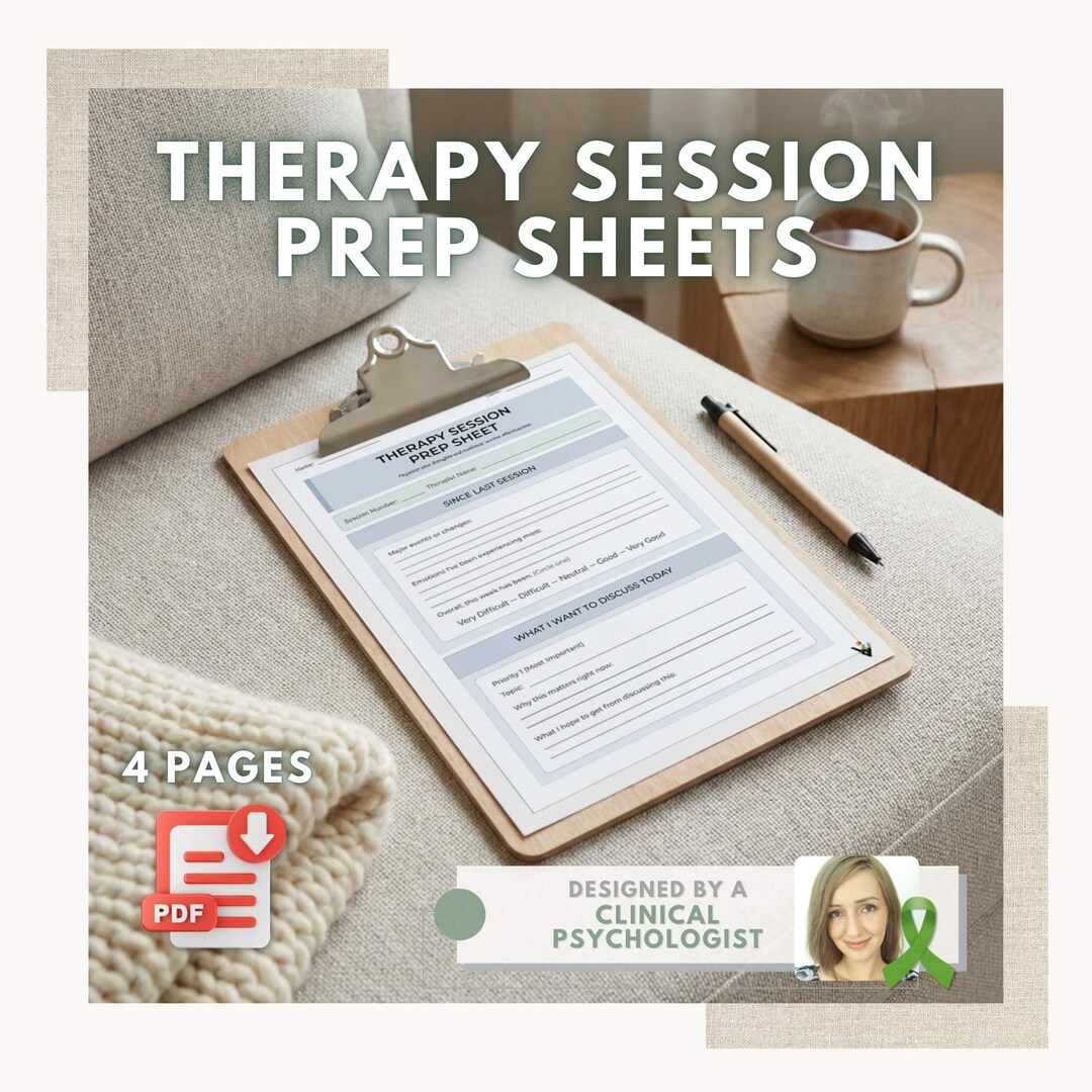 Therapy Session Prep Sheet | Printable Counseling Worksheet | Mental ...