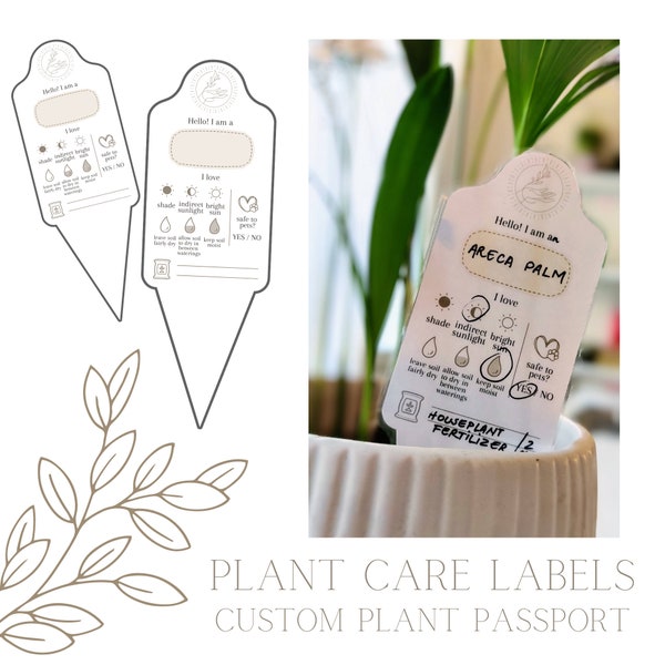 Plant Care Labels - Plant Passport - Instructions Card - Printable Houseplant Label - DIGITAL DOWNLOAD