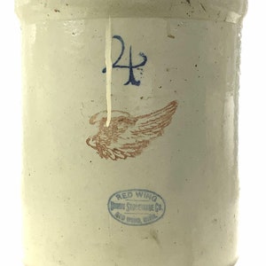 Antica ceramica di coccio di grandi dimensioni del Minnesota in gres porcellanato Red Wing Union da 4 galloni