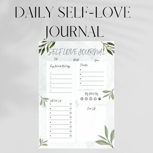 Daily Self-Love Journal - One Page Printable Journal
