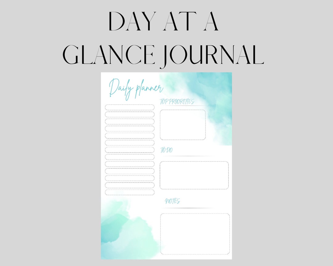 Day at a Glance - One Page Printable Daily Planner - Etsy