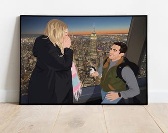 Couple Proposal Portrait, Custom Portrait From Photo, Engagement gift, Gift for Couples, Anniversary Gift For Him, Cartoon Drawing