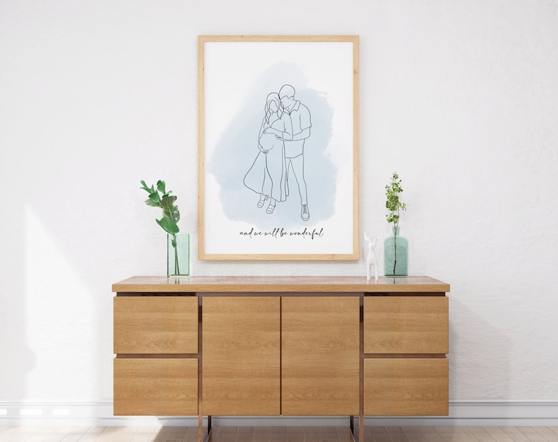 Custom Line Drawing Custom Family Drawing from Photo, Christmas Gift, Personalized Family Portrait illustration, Soulmate Gift, Couple Gift image 9