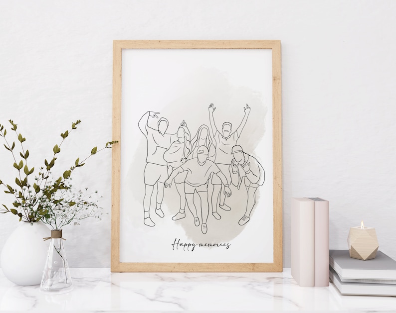 Custom Line Drawing Custom Family Drawing from Photo, Christmas Gift, Personalized Family Portrait illustration, Soulmate Gift, Couple Gift image 6