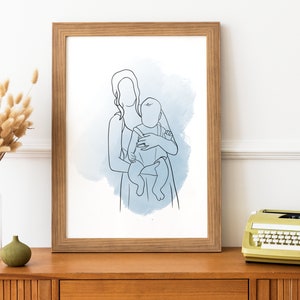 One Line Drawing , Custom Couple Portrait, Custom Family Gift, Personalized Wedding Anniversary Gift, Custom Line From Photo zdjęcie 5