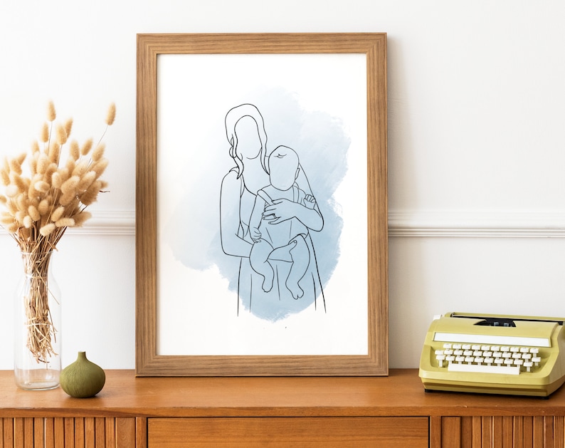 One Line Drawing , Custom Couple Portrait, Custom Family Gift, Personalized Wedding Anniversary Gift, Custom Line From Photo zdjęcie 5