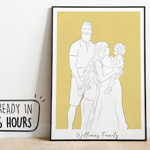 Custom Family Portrait, Custom Line Drawing, Mothers Day Gift, Couple Portrait, Gift For Mum, Sketches From Photo, Personalized Gifts