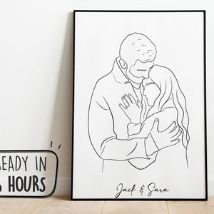 Custom family portrait, Custom line portrait, personalized family gift, Custom gift, custom couple gift, Line art, line drawing