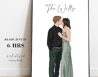 Custom Cartoon Portrait, Personalized Couple Gift from Photo