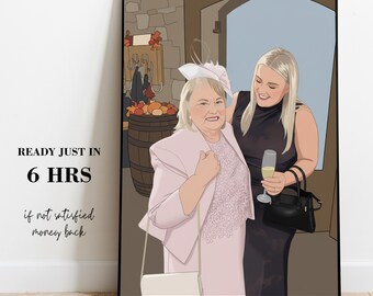 Peronalized Grandma gift, Custom Mother's Day Gift for Grandma, From Grandkids, Grandparents, Wall Art, Minimalist Unique Gift, Portrait