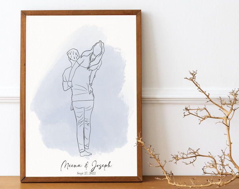 Custom Line Drawing, First Anniversary Gift, portrait from photo, gift for boyfriend, Unique Husband Gift, Lesbian Gift, Gift for Him image 4