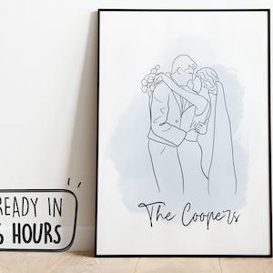 Custom Line Drawing, Personalised Gift, Custom Couple Portrait, Custom Illustration, Digital Line Art, Custom Portrait, Wedding Portrait