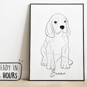 Portrait d'animal de compagnie personnalisé, portrait de chien, portrait de chat, portrait d'animal de compagnie dessin à partir d'une photo, dessin au trait, cadeaux personnalisés, dessin au trait personnalisé