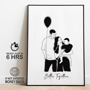 Personalisiertes Porträt, benutzerdefinierte Paar Line Art, Zeichnung vom Foto, One Line Art, Freund Geschenk, Freundin Geschenk, personalisierte Illustration