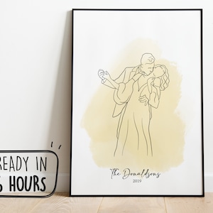 Custom family gift, personalized portrait, Custom line art, Custom line portrait, custom couple gift, Valentines gift, Line art drawing